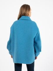 T-COAT - Cappotto panno velour azzurro