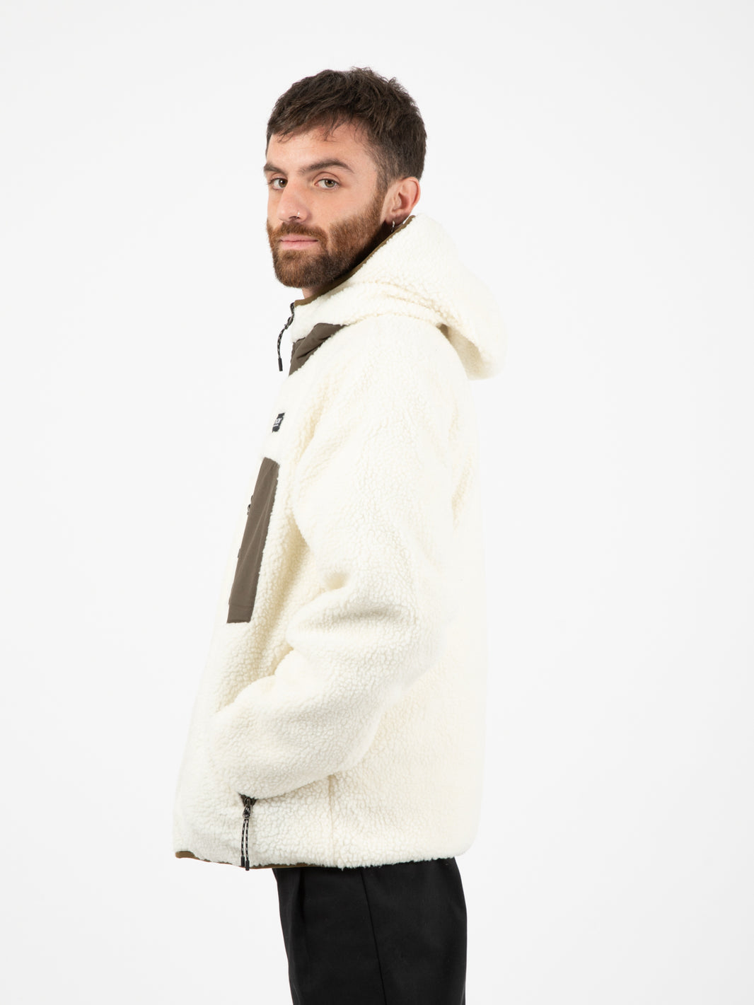 Giacca reversibile orsetto olive / ivory