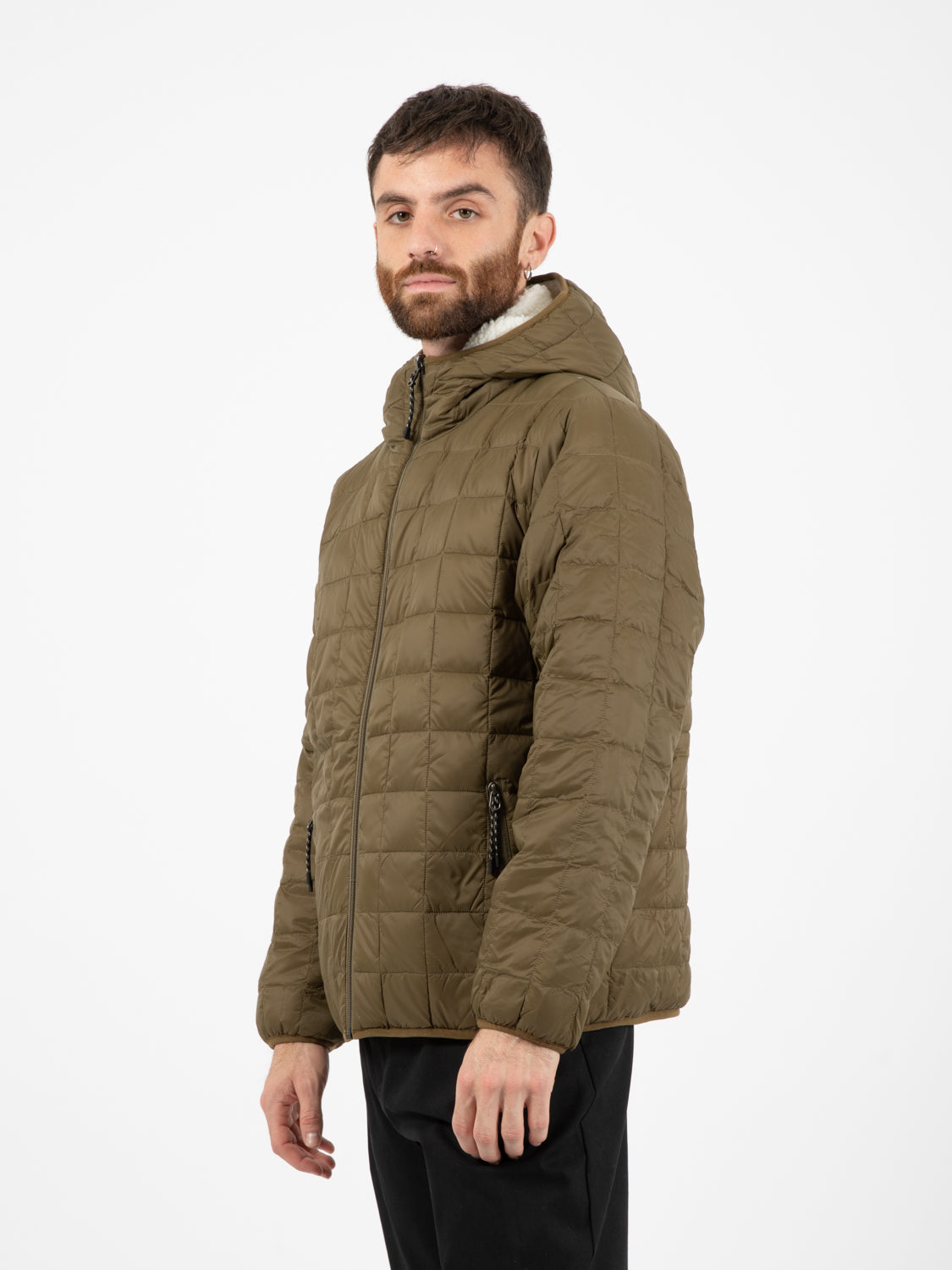 Giacca reversibile orsetto olive / ivory
