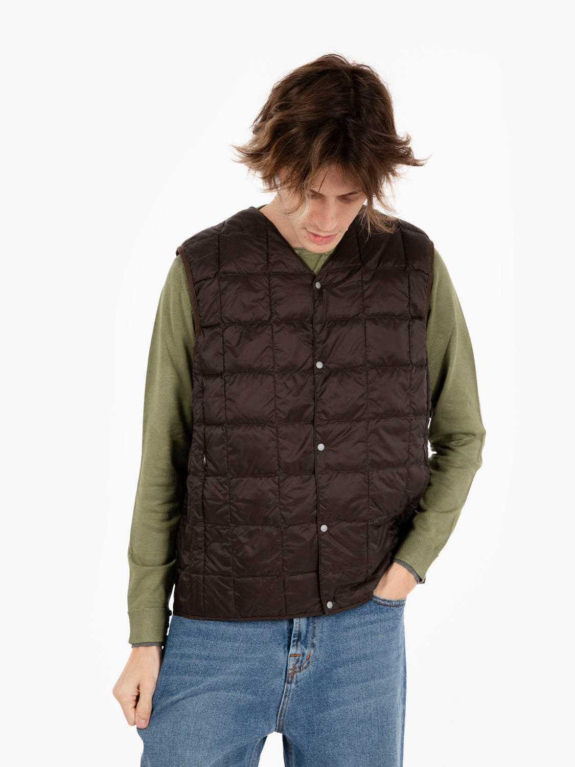 Padded vest with chocolate buttons