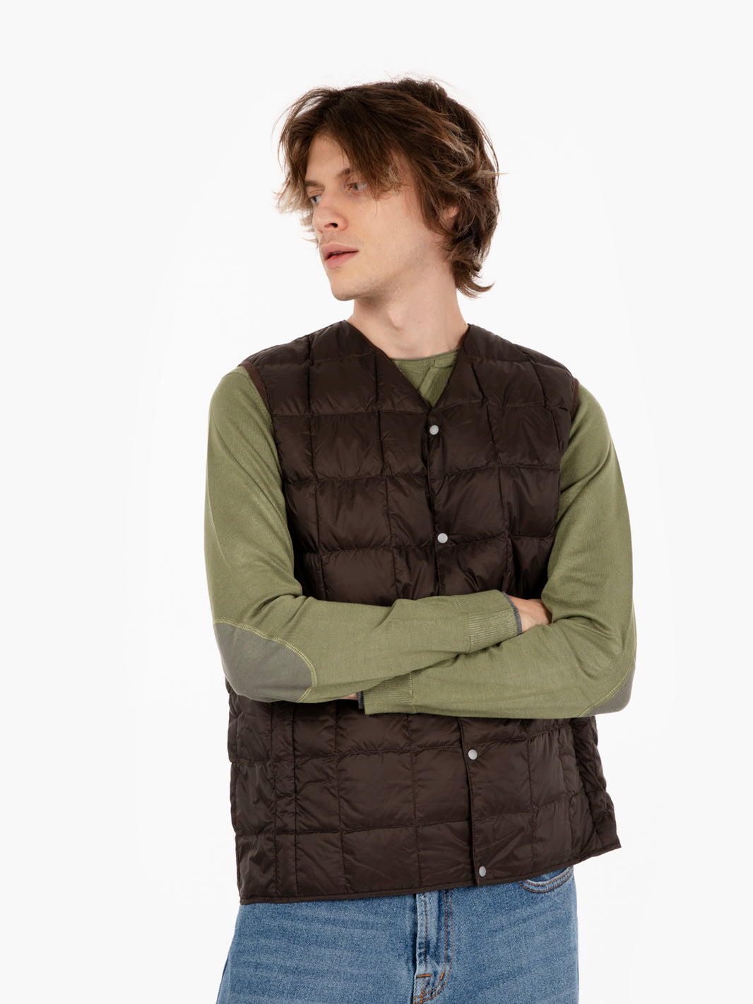 Gilet imbottito con bottoni chocolate