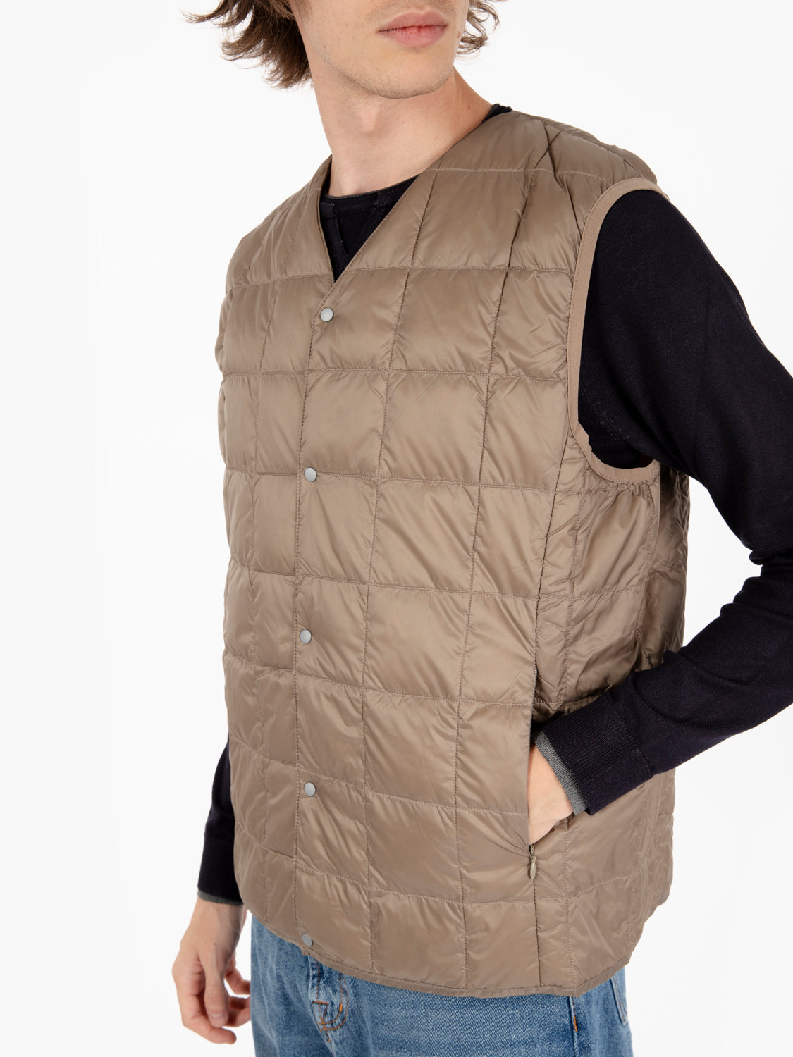 Khaki Button Down Padded Vest