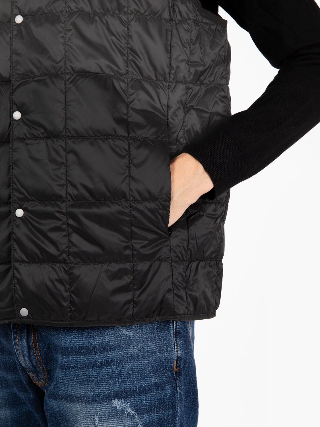 Black Button Down Padded Vest