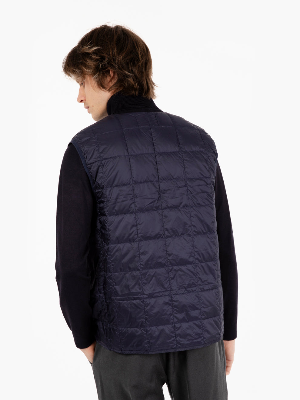 Navy Feather Quilted Vest