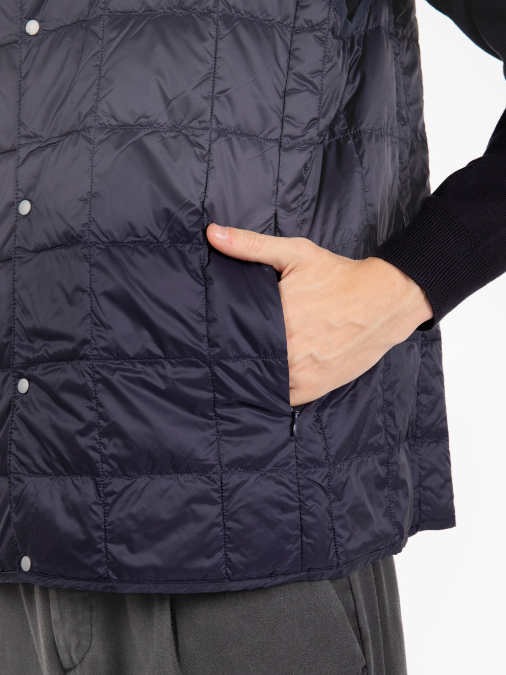 Navy Feather Quilted Vest