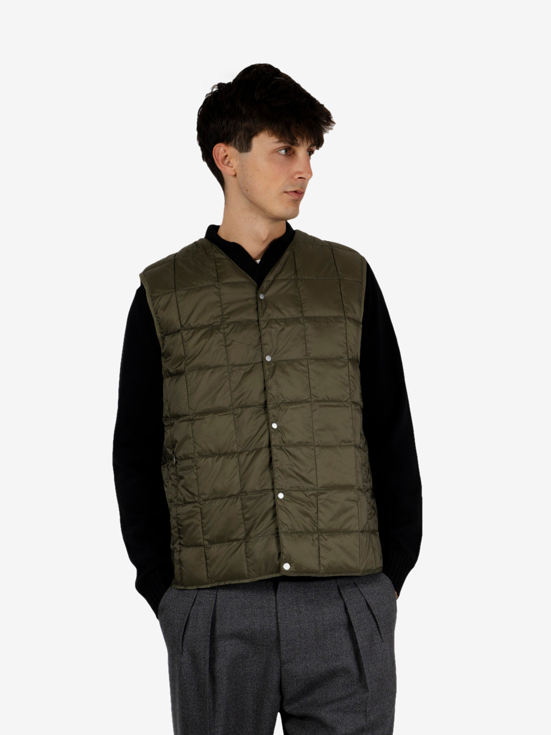 Dark olive V-neck vest