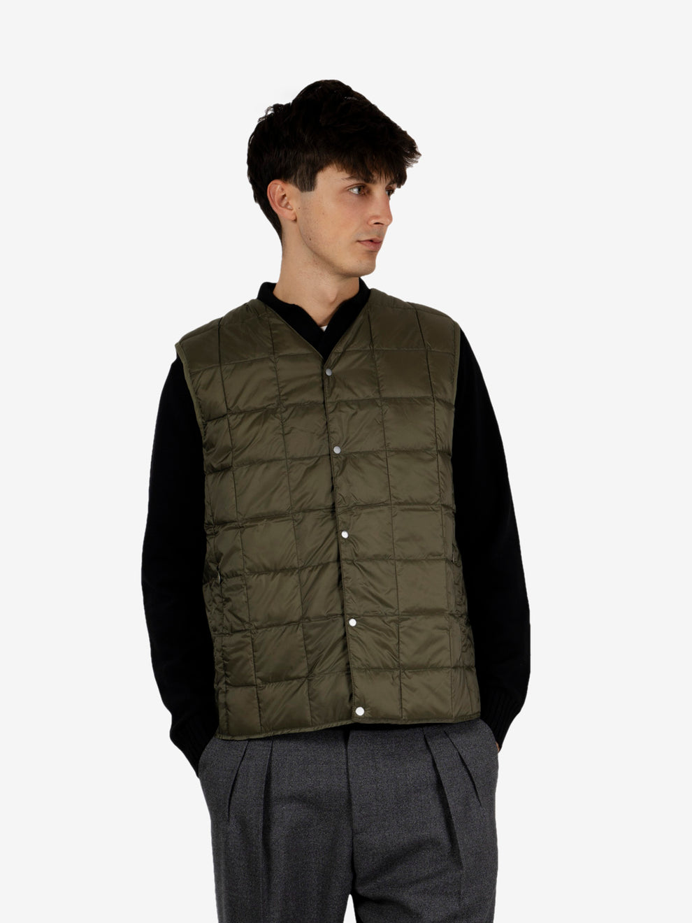 Dark olive V-neck vest