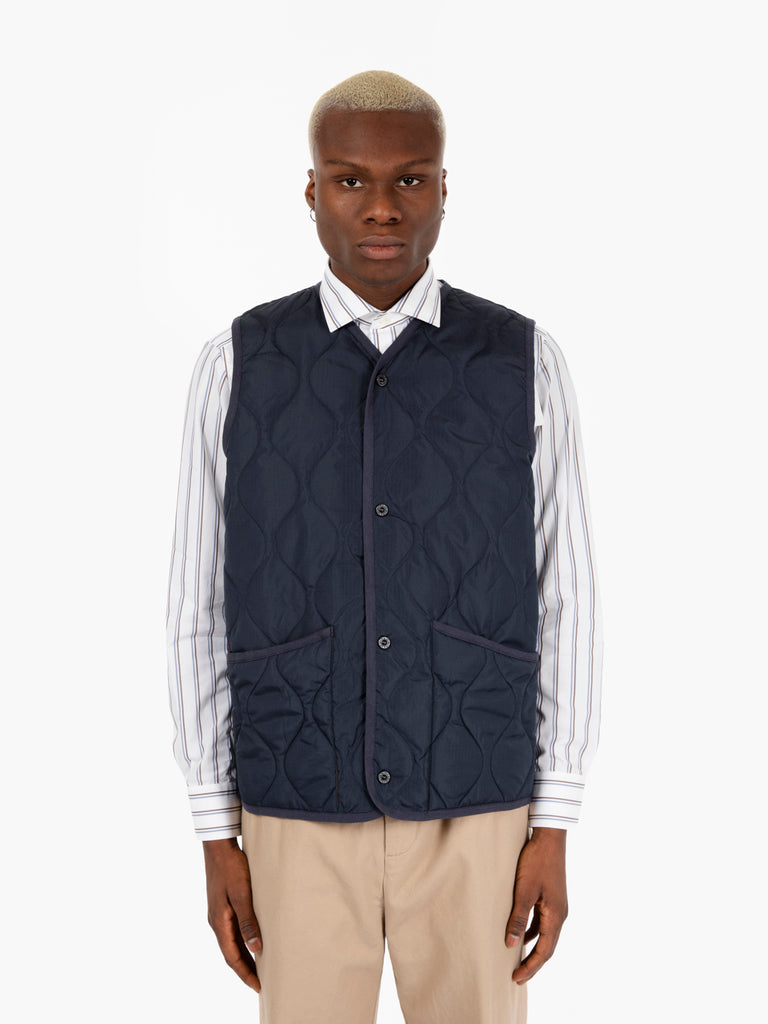 TAION - Gilet V neck snap button vest navy