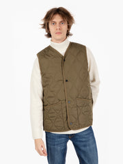 TAION - Gilet V neck snap button vest olive