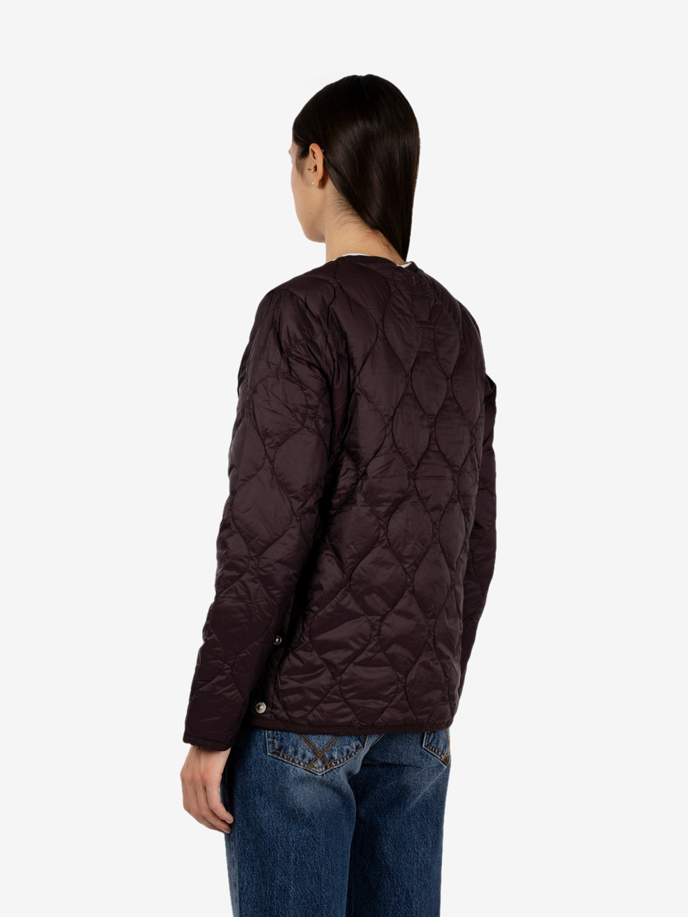 Military crew neck down jacket dark choco