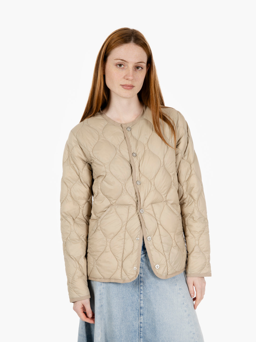 Military crew neck jacket beige