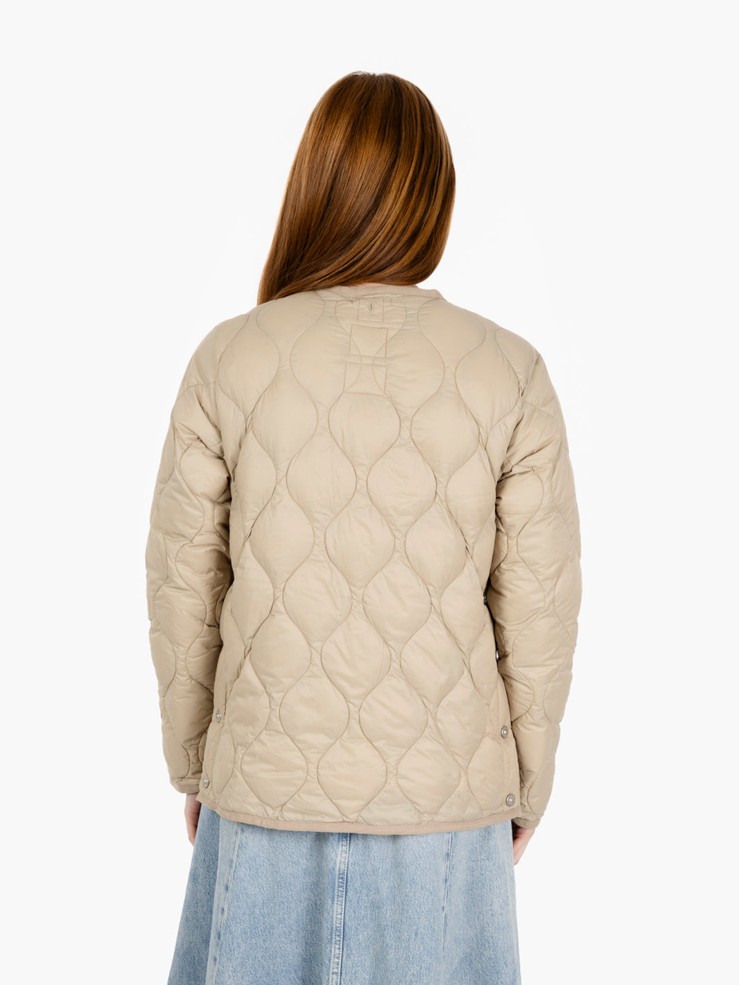 Military crew neck jacket beige