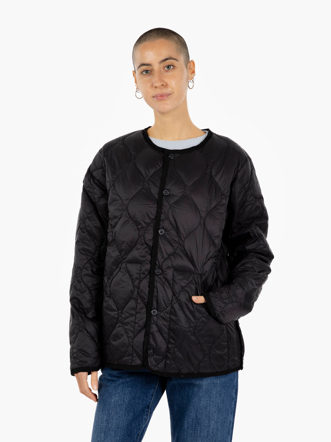 Military crew neck jacket black