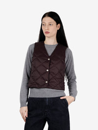 V-Neck Lightweight Down Vest dark choco