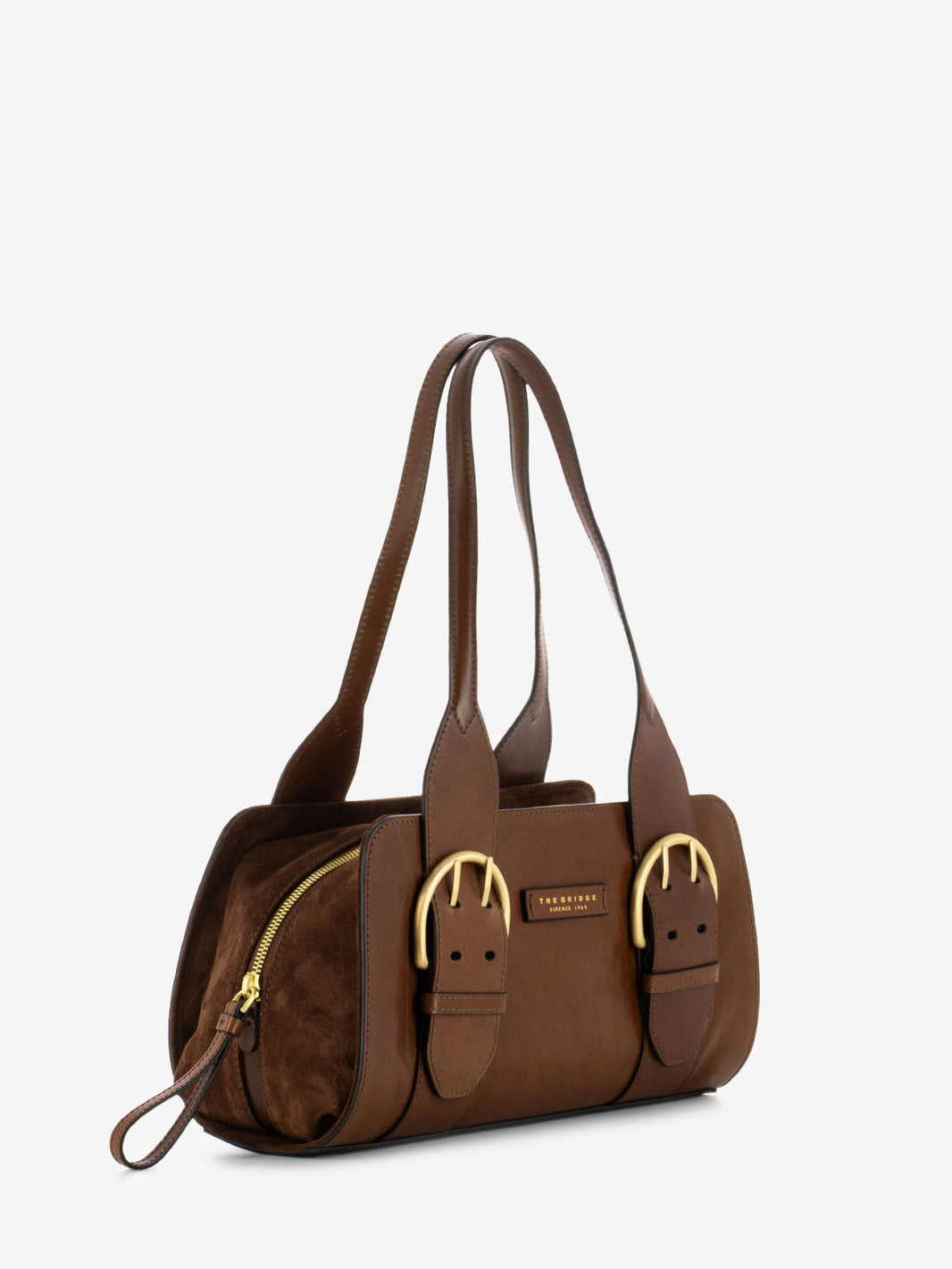 Bauletto con fibbie marrone / oro