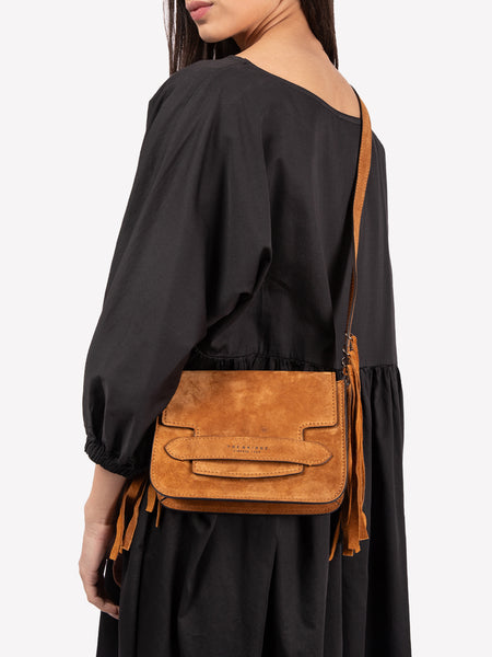 Borsa crossbody Lucrezia in suede marrone