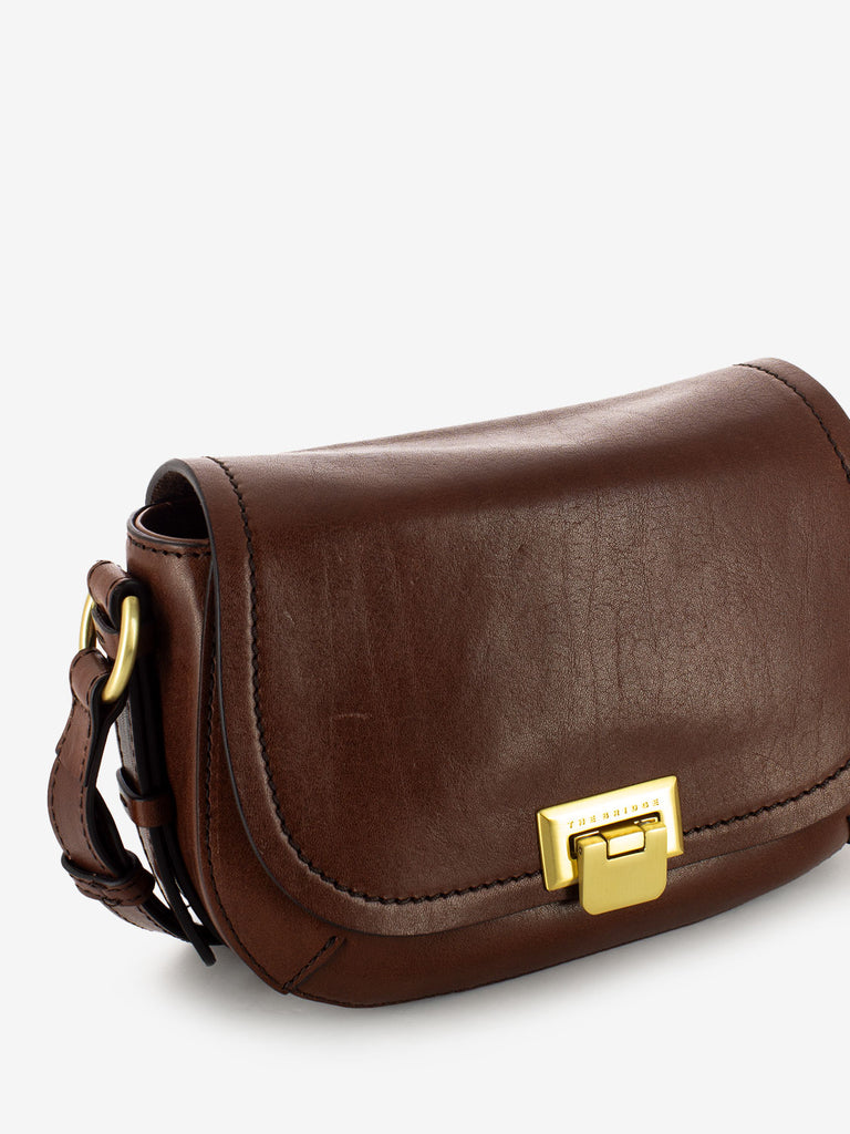 THE BRIDGE - Borsa Federica a tracolla in pelle marrone