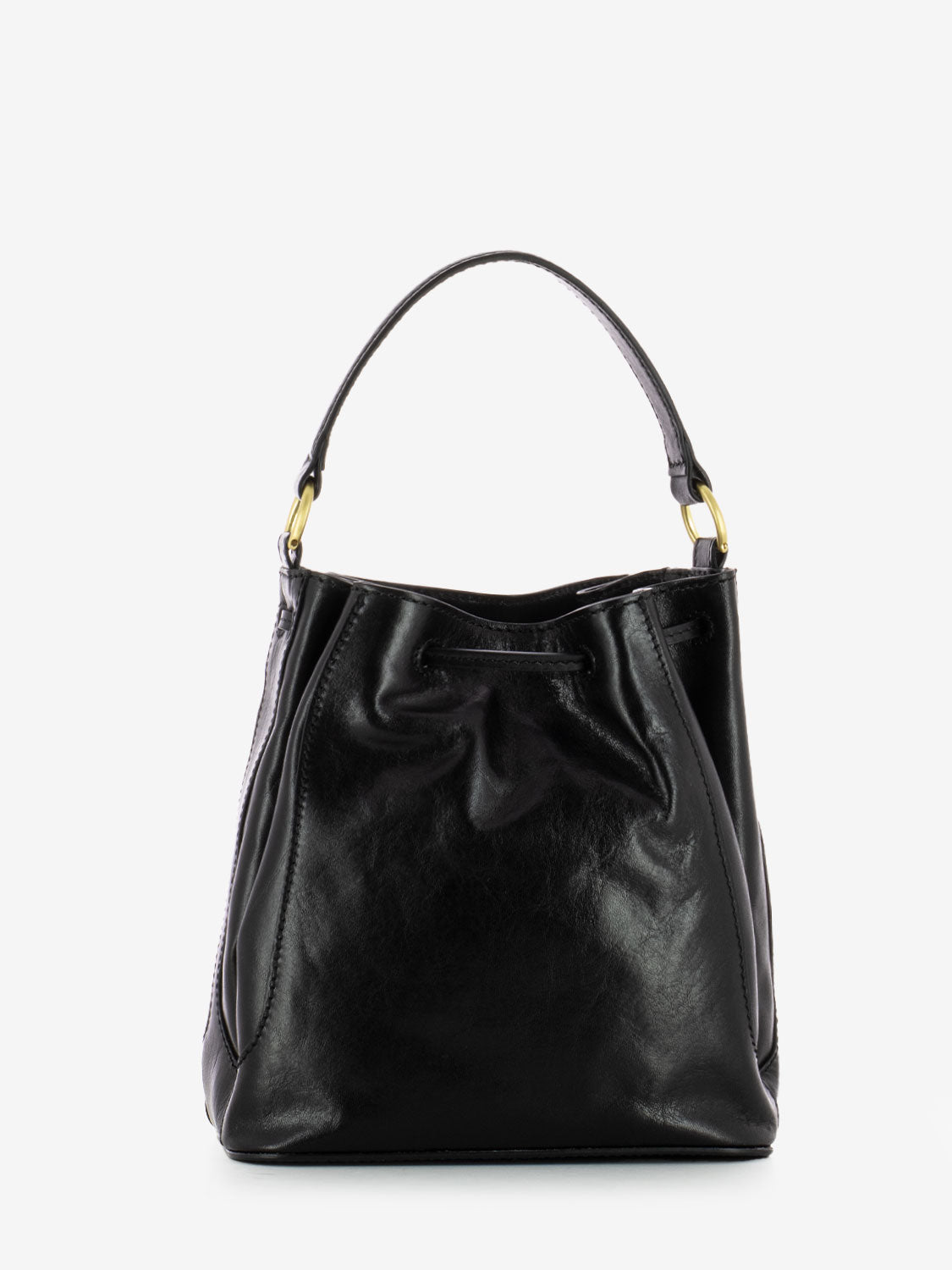 Borsa Fiammetta a secchiello in pelle nera