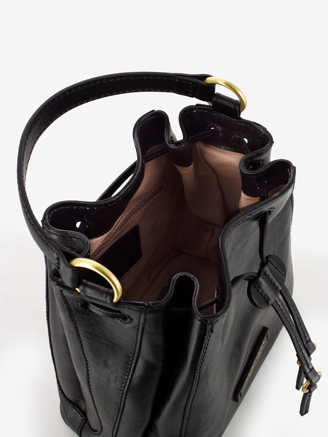 Borsa Fiammetta a secchiello in pelle nera