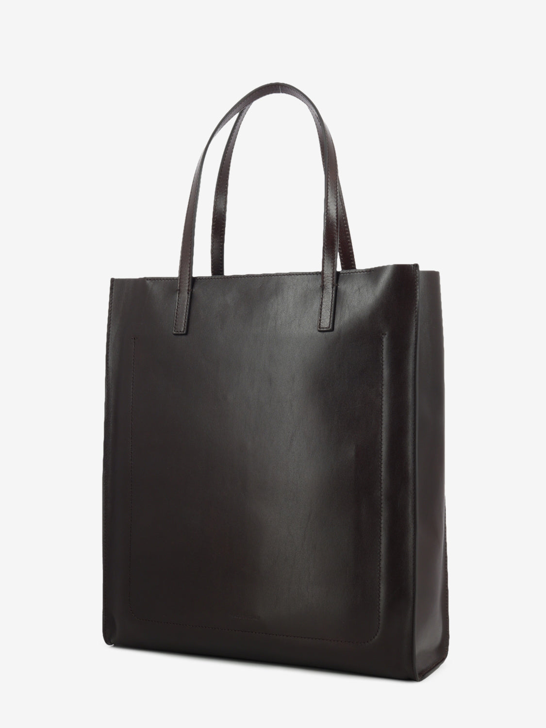 Shopper in pelle mirra moka / gold
