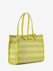 THE BRIDGE - Shopper rafia a righe lime / gold