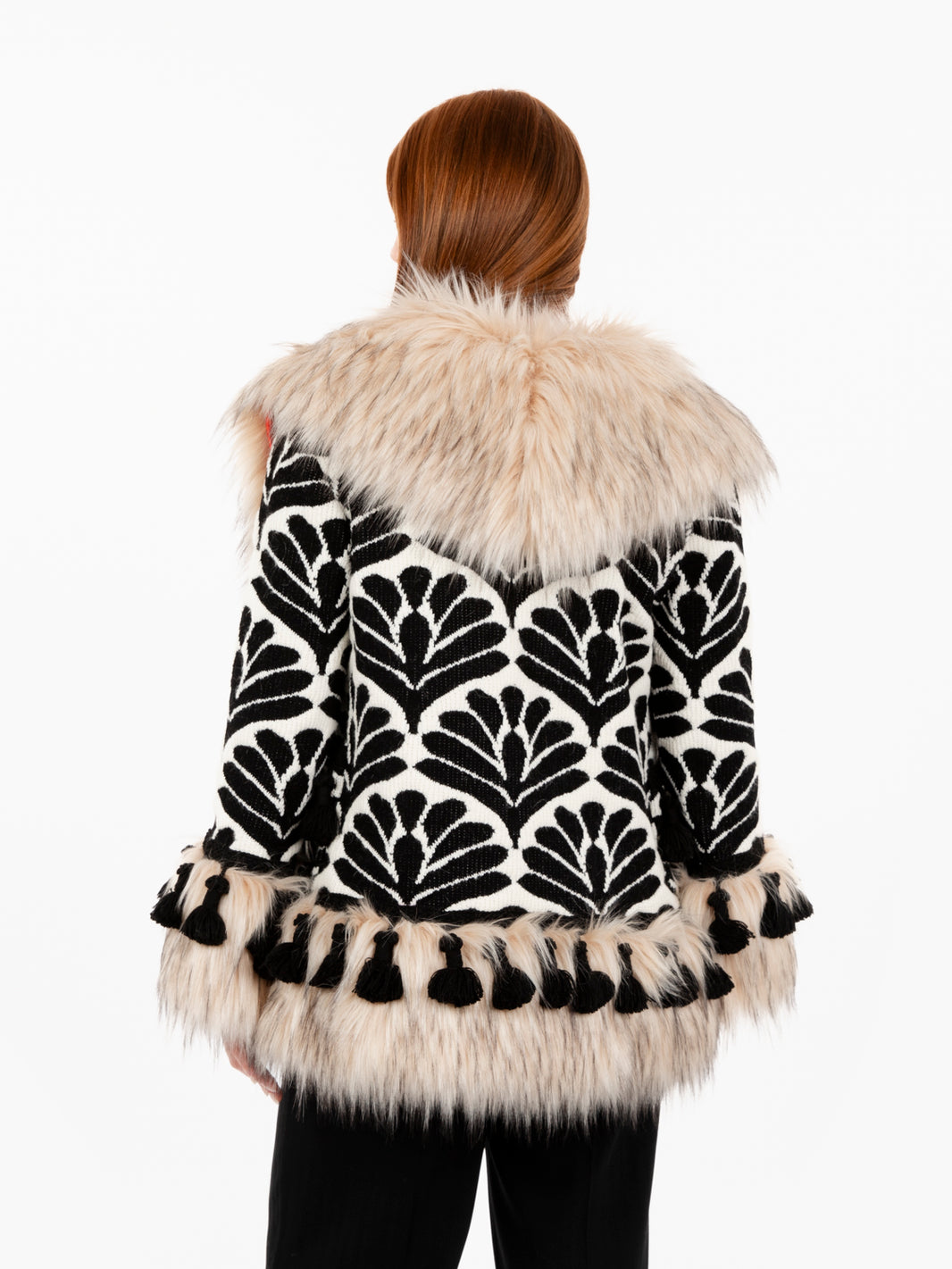 Cappotto corto in maglia Amelie white / black