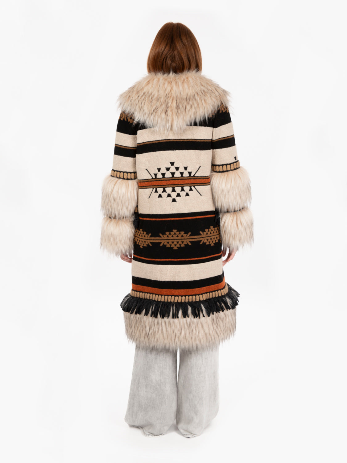 Cappotto lungo Tatum in aplaca e merino beige / marrone