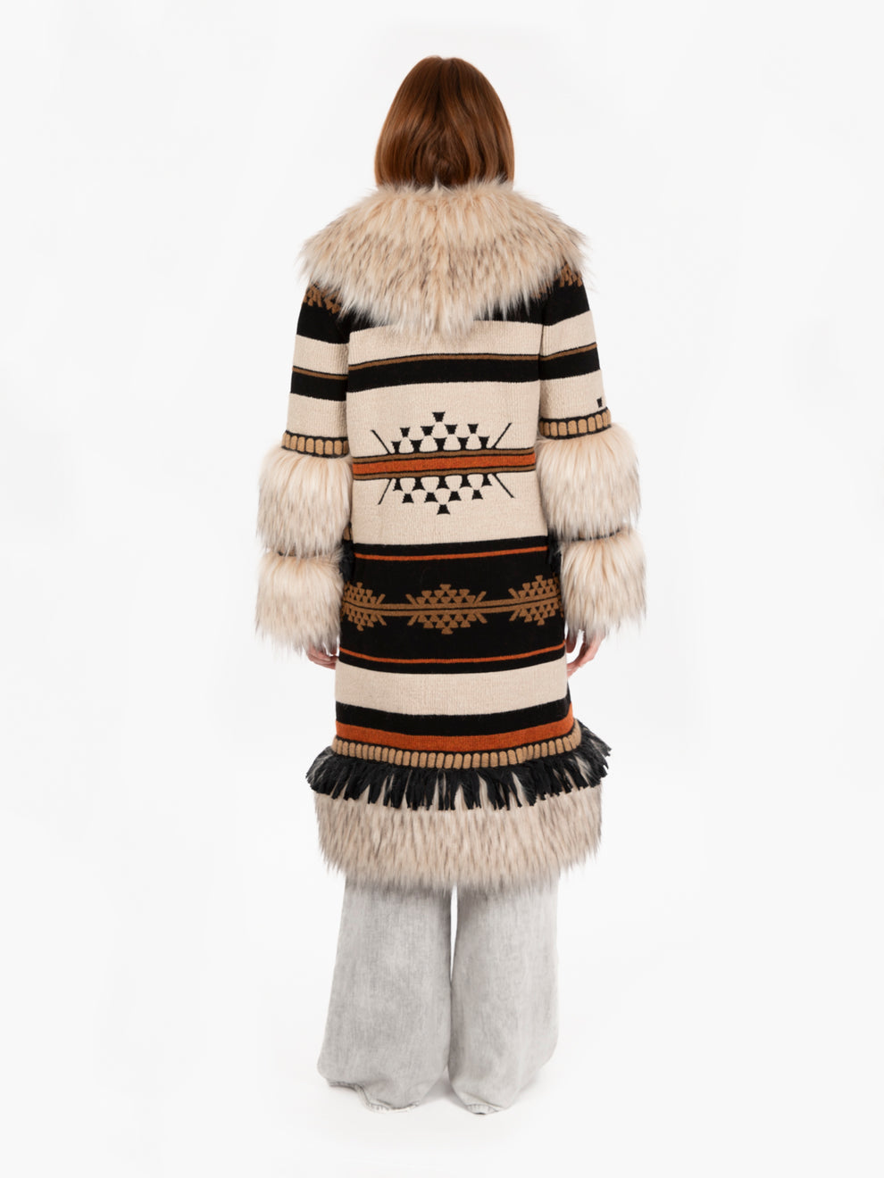 Cappotto lungo Tatum in aplaca e merino beige / marrone