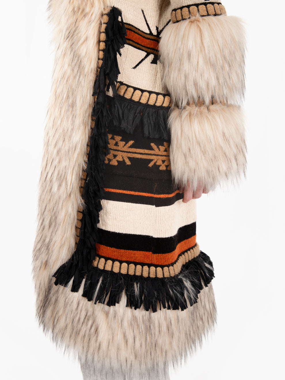 Cappotto lungo Tatum in aplaca e merino beige / marrone