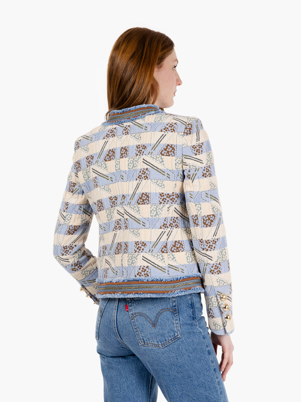 Giacca chanel jacquard Marquette beige / blu