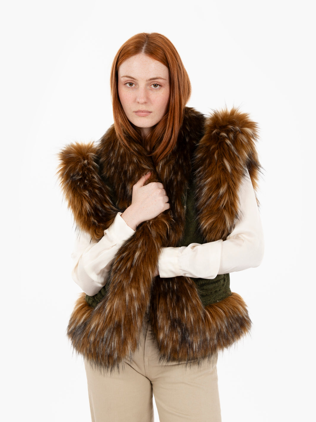 Gilet Alexandre in alpaca e merina verde