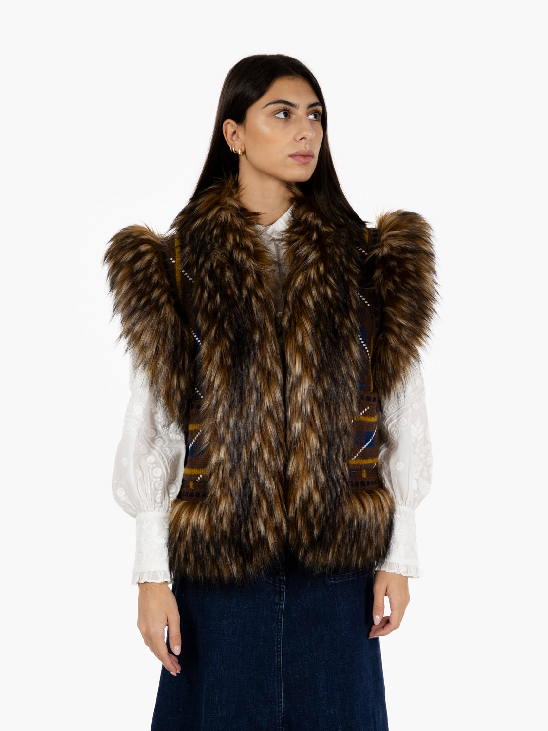 Gilet Antoniette con pelo moro