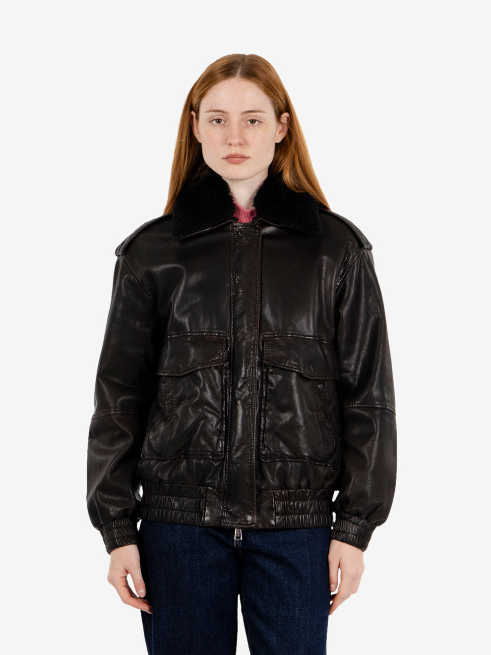 Betz dark brown leather jacket