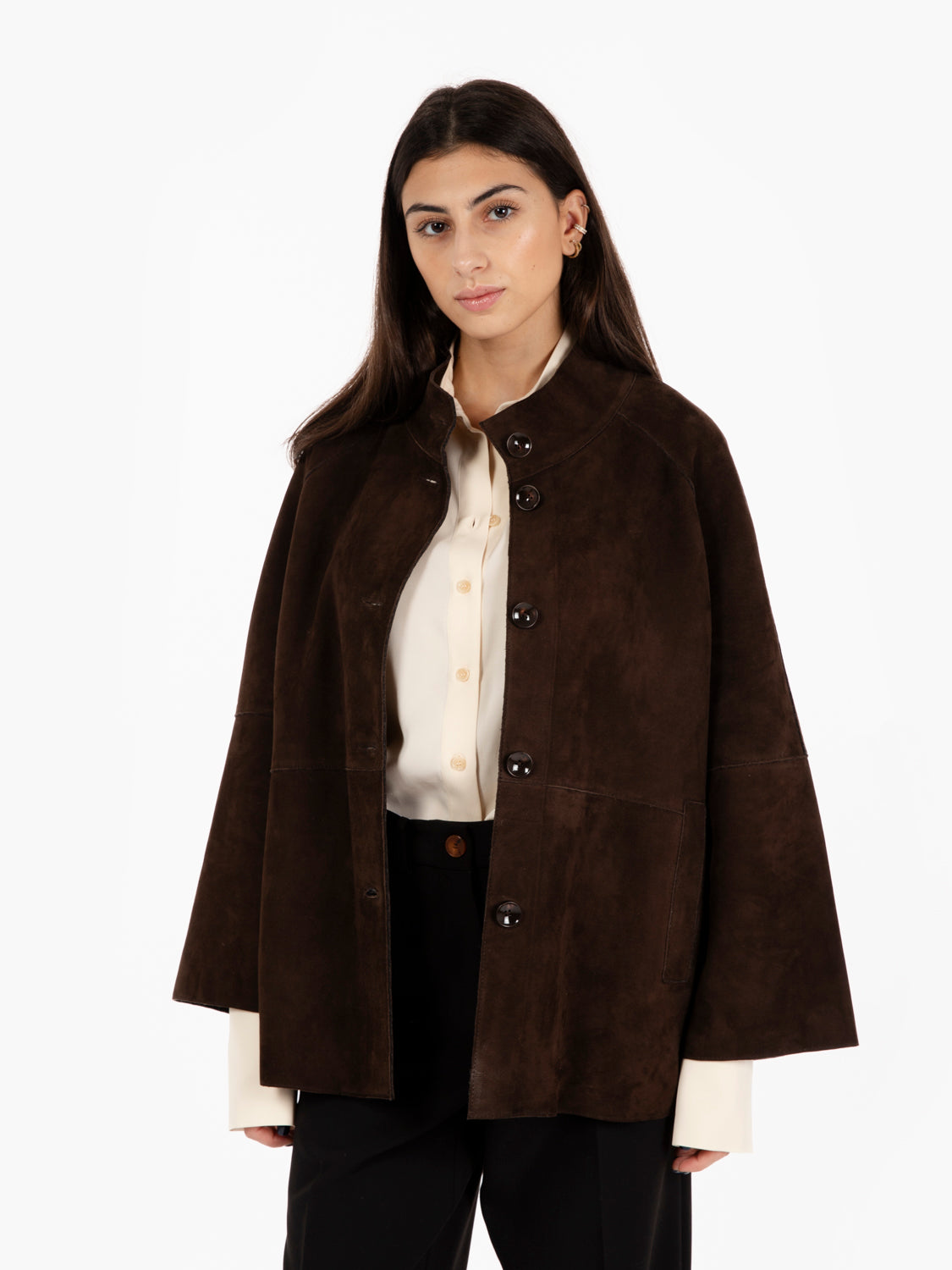 Giacca in pelle foderata dark brown