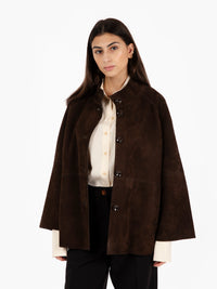 Giacca in pelle foderata dark brown