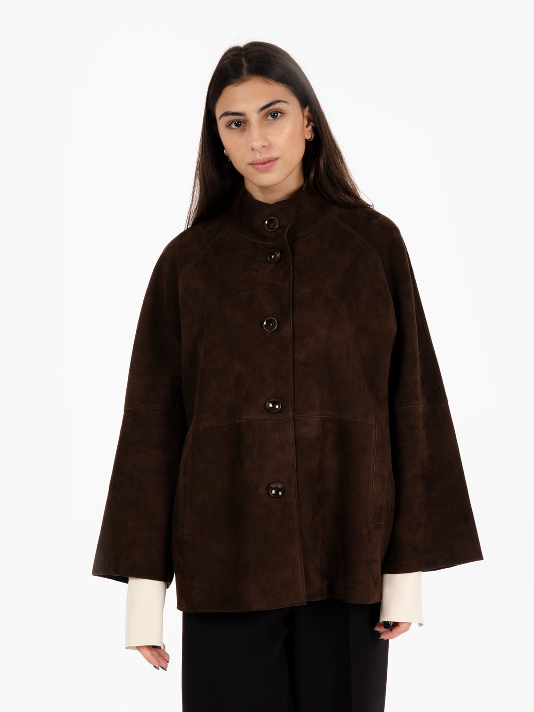 Giacca in pelle foderata dark brown