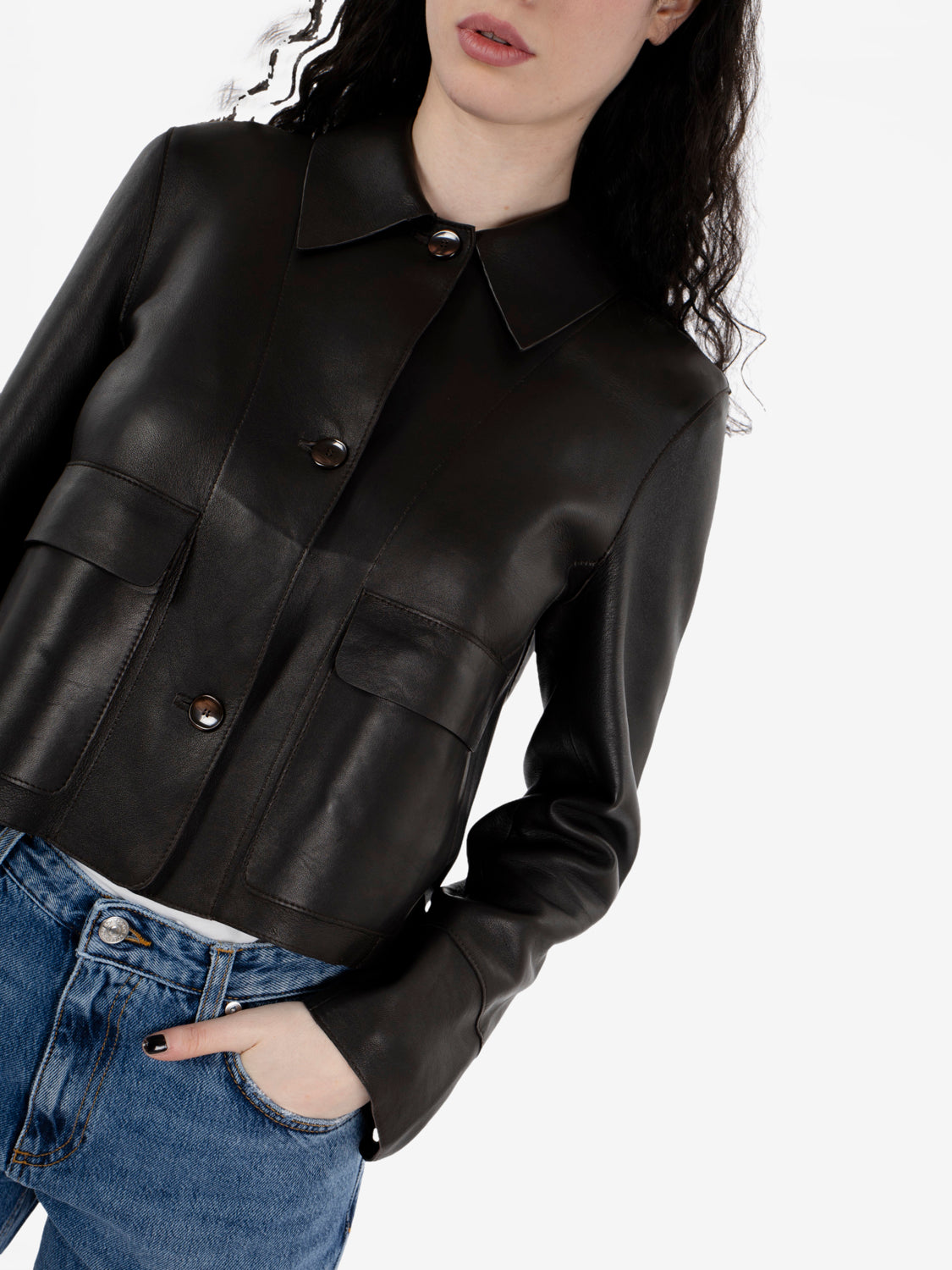 Giacca in pelle Malaga dark brown