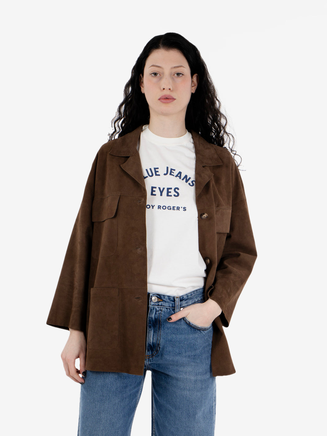 Giacca in suede Levante over marrone