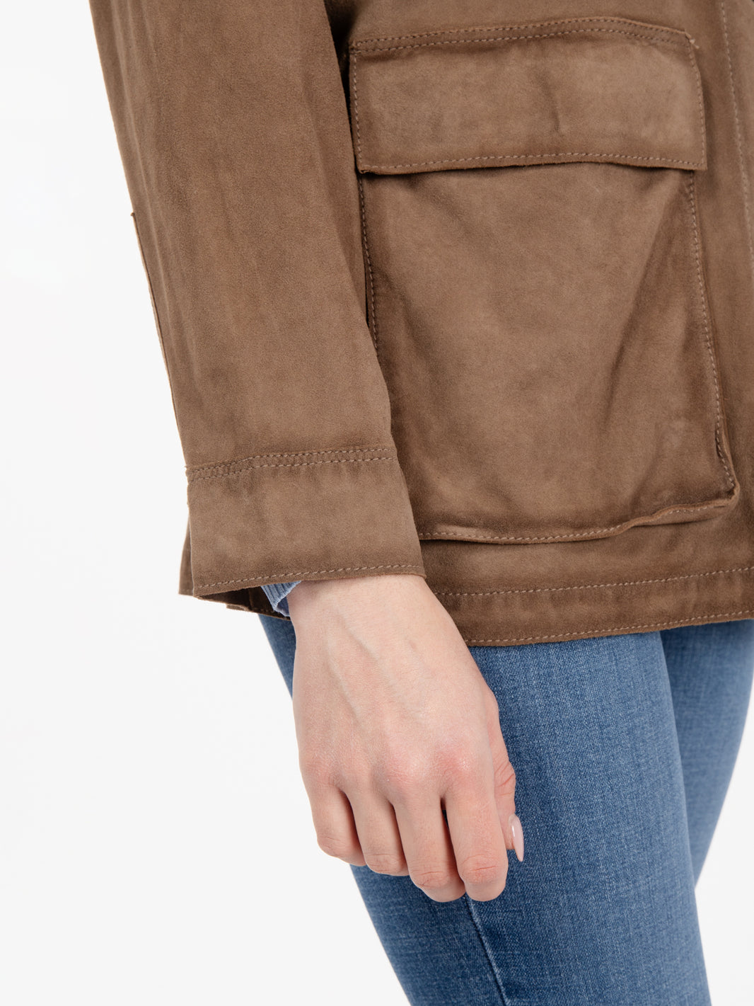 Giacca Sahariana in suede Palm Bay stone