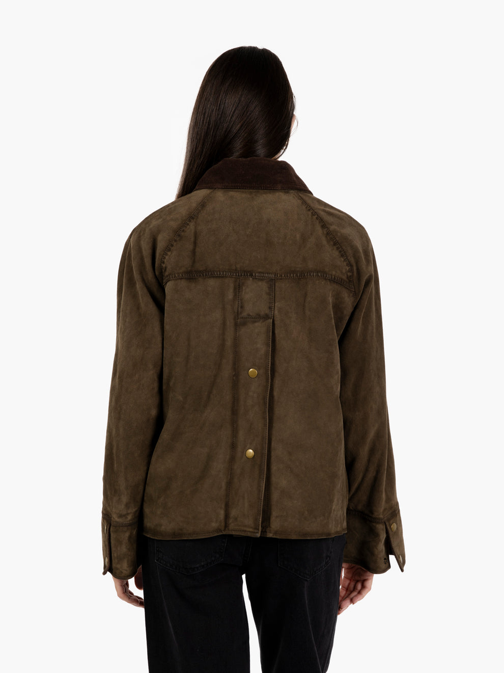 Giacca scamosciata con gilet verde