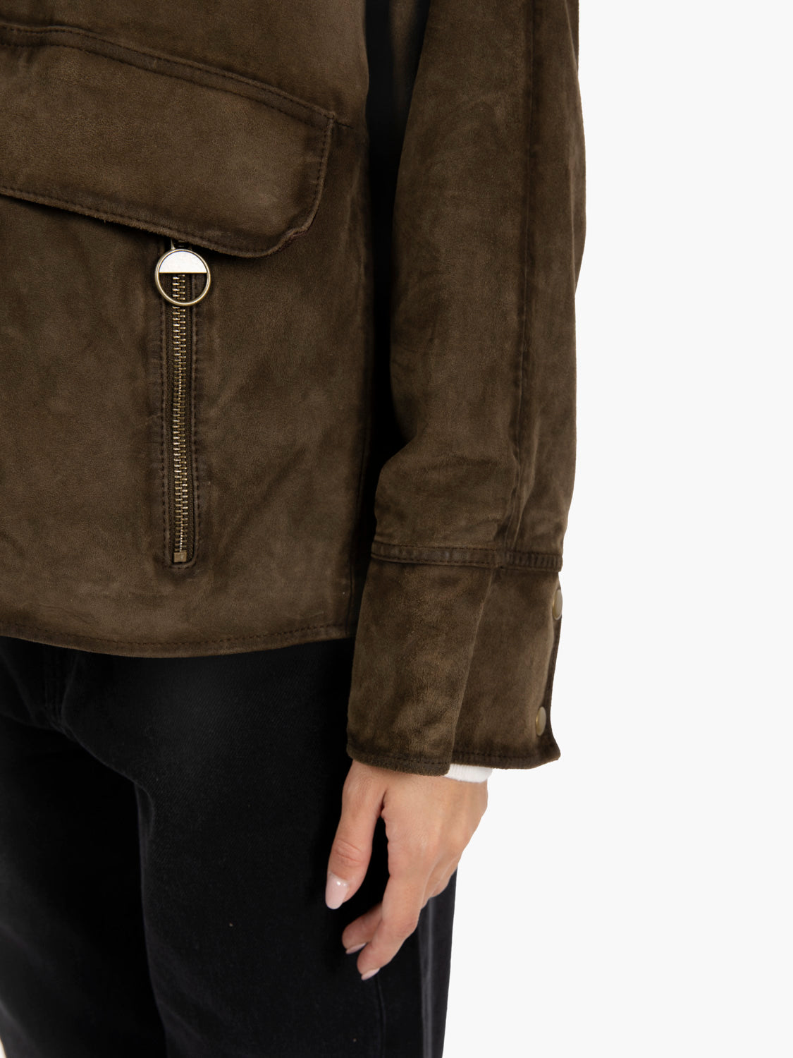 Giacca scamosciata con gilet verde