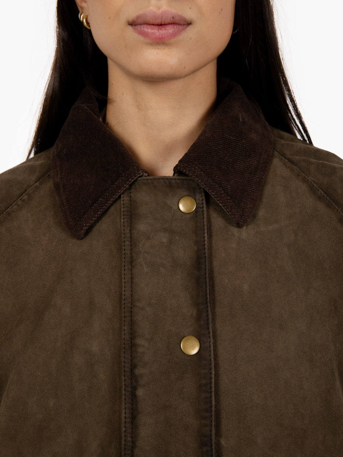Giacca scamosciata con gilet verde