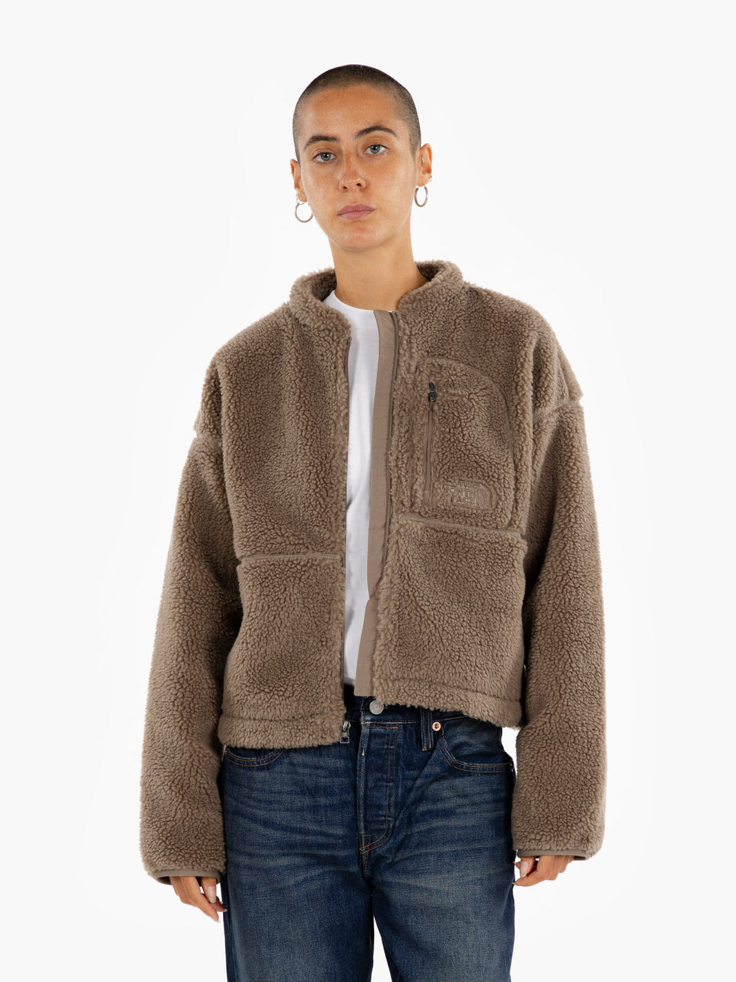 Extreme pile full zip mocha brown