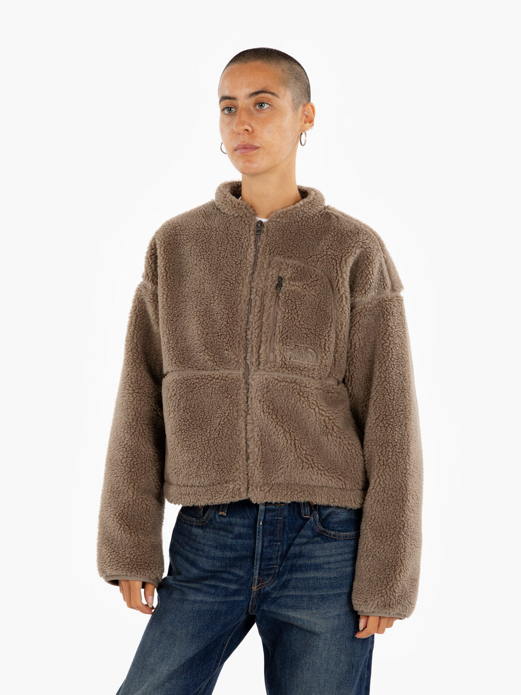Extreme pile full zip mocha brown