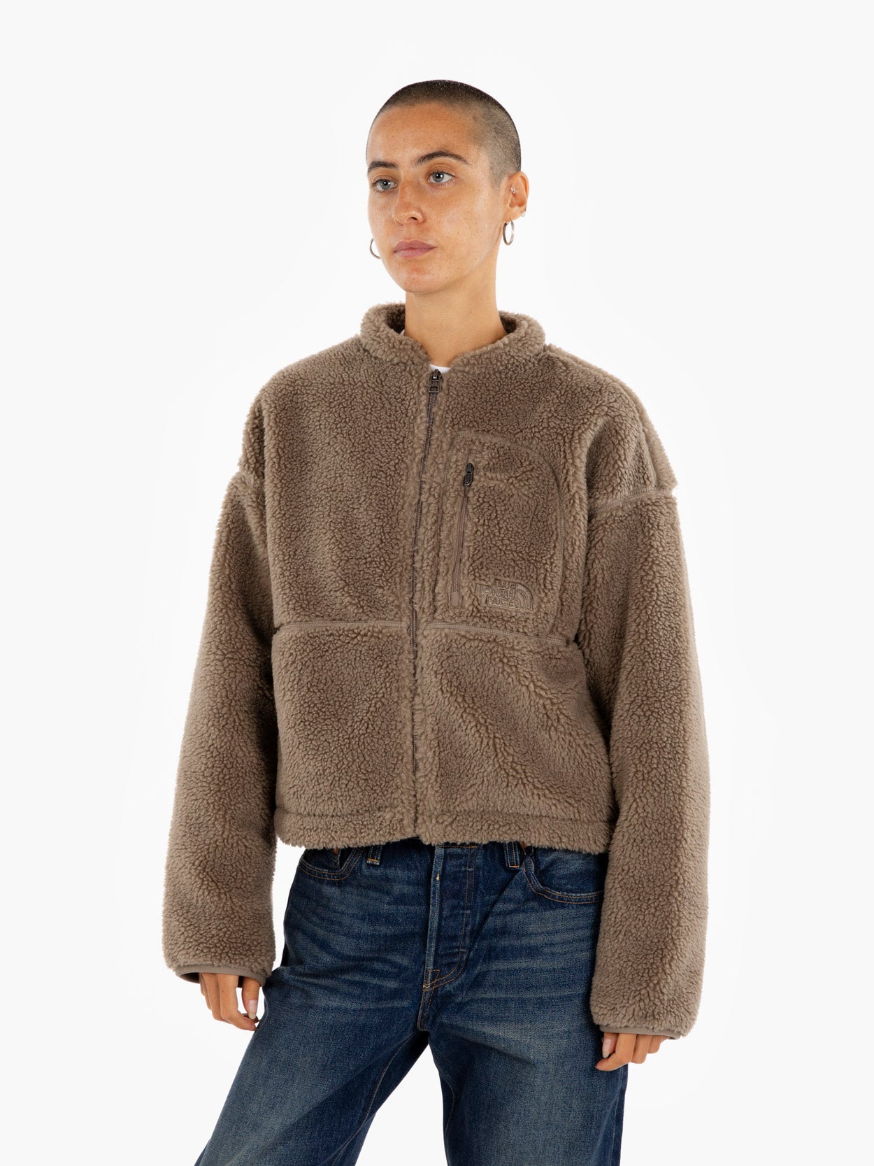 Extreme pile full zip mocha brown