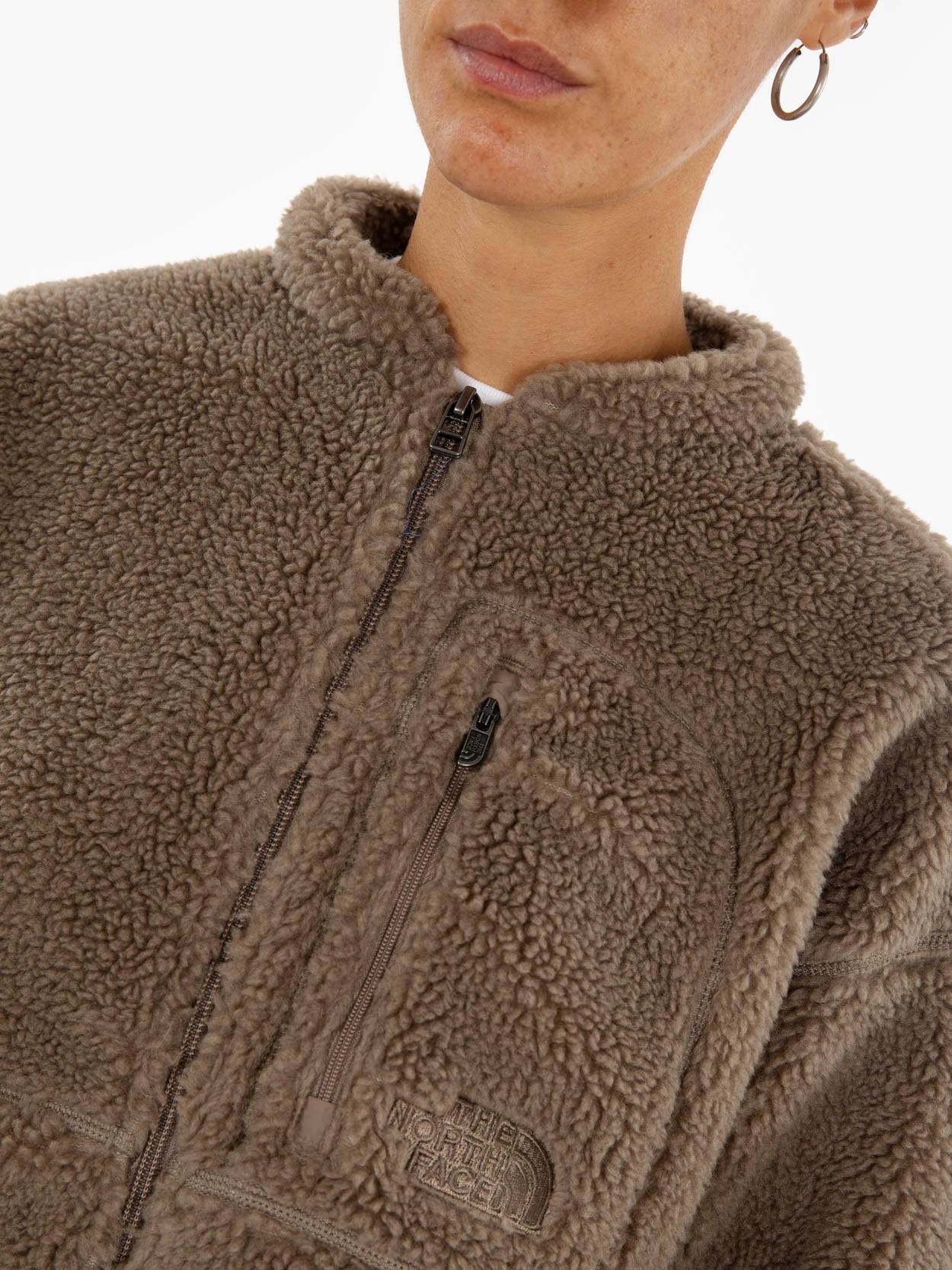Extreme pile full zip mocha brown