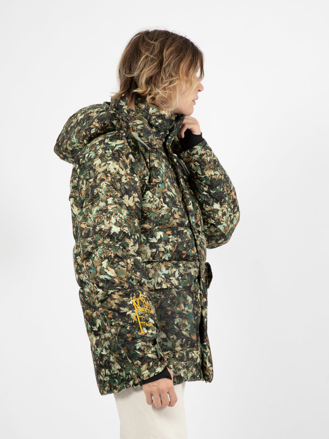 M 73 jacket with all-over green leaf print