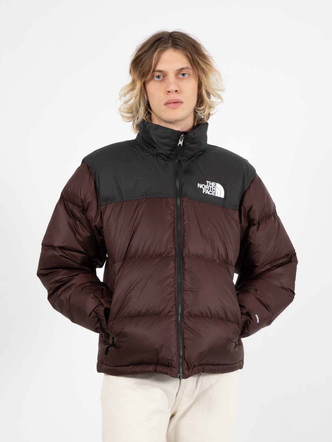 1996 Retro Nuptse Down Jacket Coal Brown / TNF Black