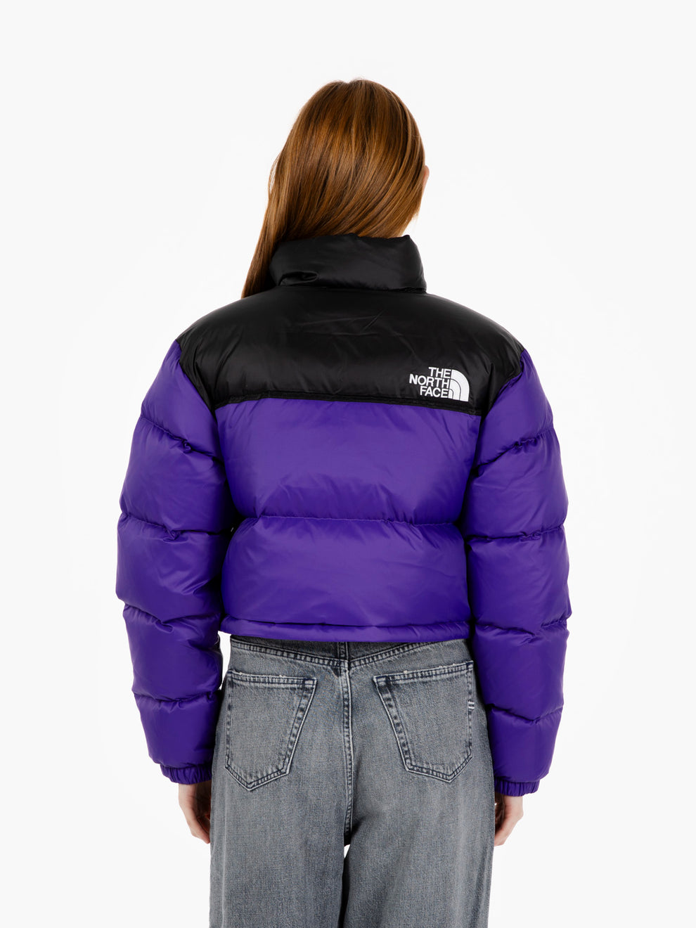 W Nuptse short jacket peak purple / tnf black