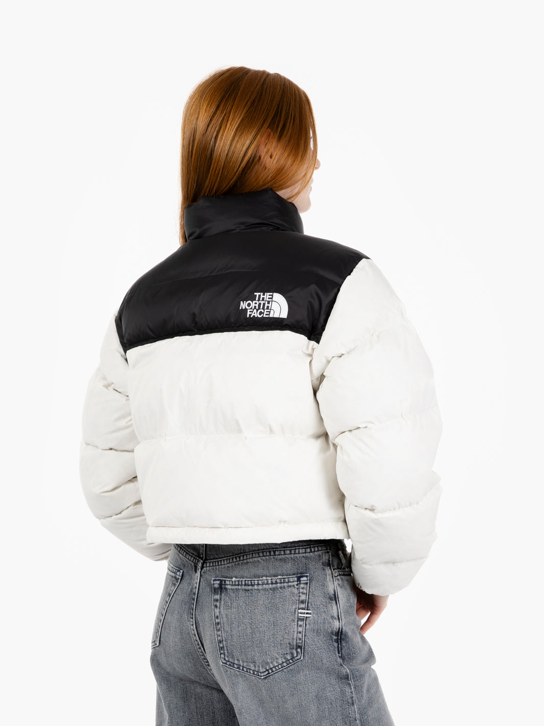 W Nuptse short jacket white dune / tnf black
